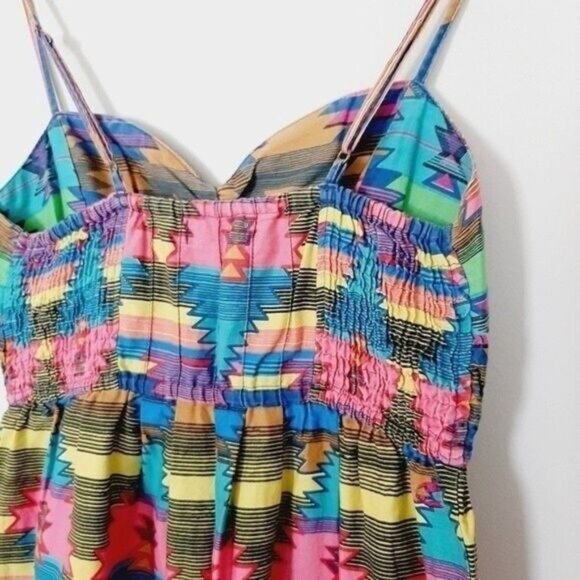 BILLABONG | Neon Southwestern Aztec Tribal Geo Print Tank Top Dress Sz M - Picture 9 of 11